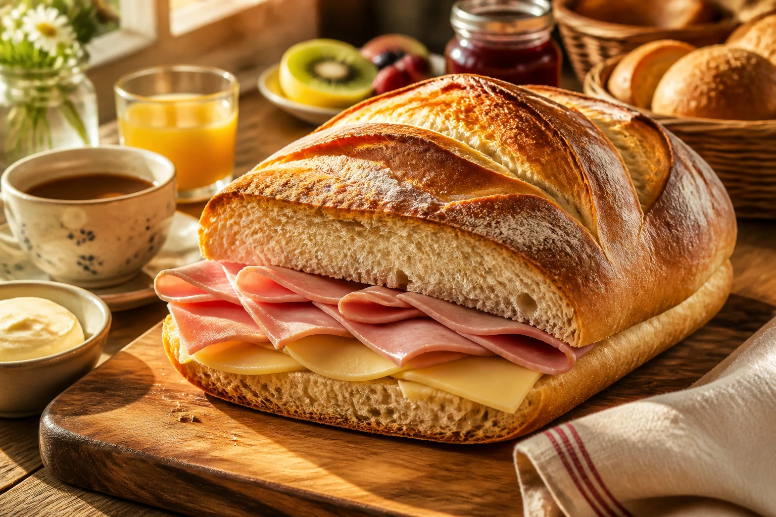 [Ontbijt] Slooow afbakbrood met Beemster kaas en bio achterham