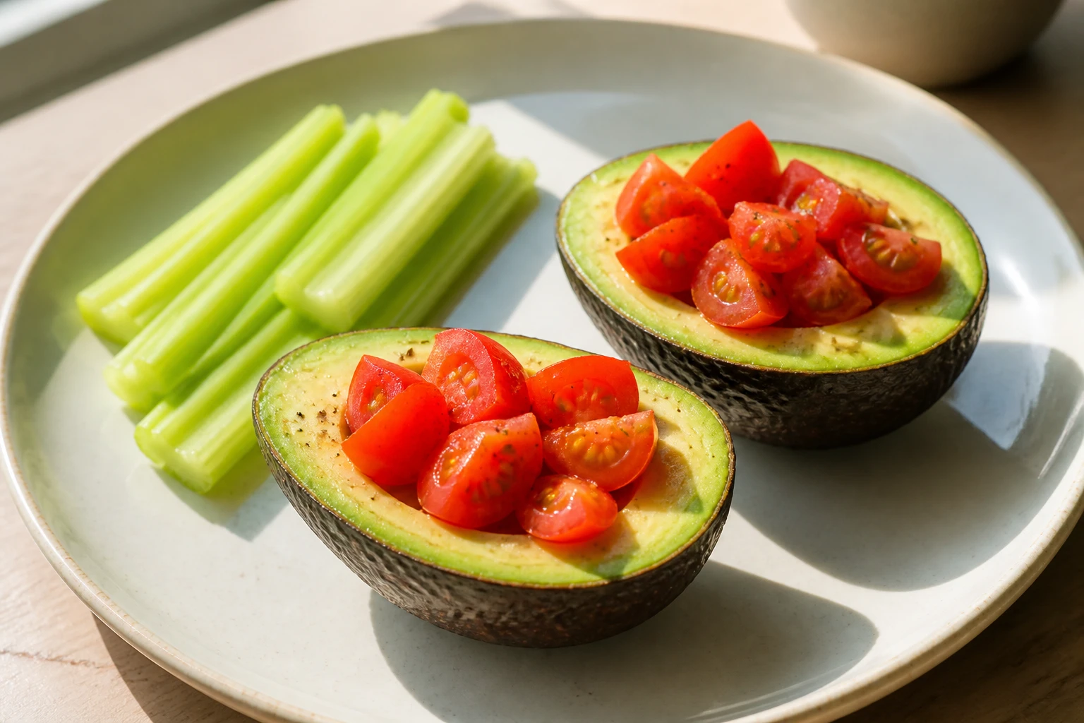 [Ontbijt] Avocado-tomaatjes ontbijtbowl met bleekselderij