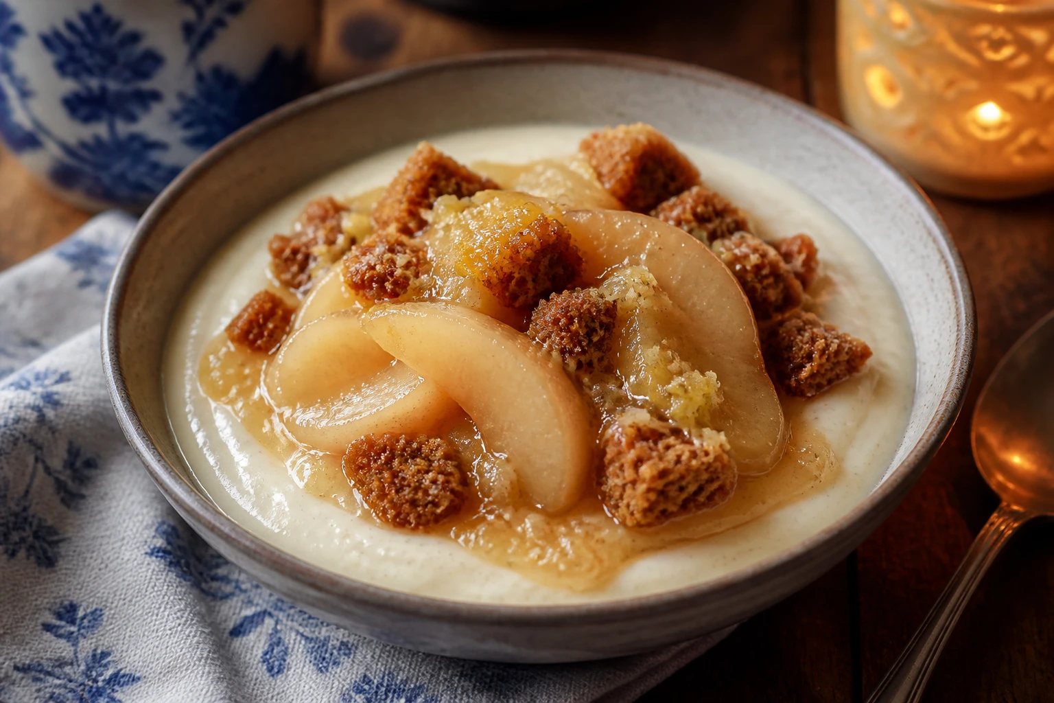 [Toetje] Gemberpeer-pap met koekrepen