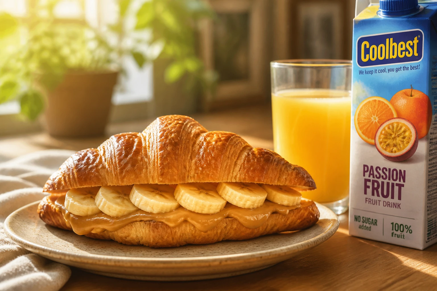 Gevulde Croissant met Pindakaas, Banaan en Coolbest